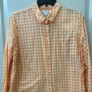 J Crew Women's 3X Orange Gingham Long Sleeve Buttondown